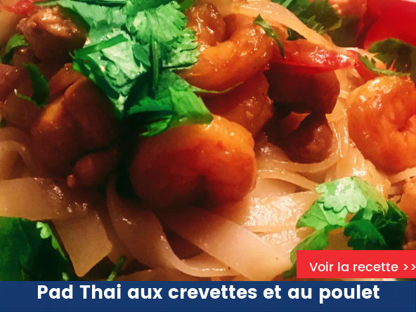 Pad Thai aux crevettes et au poulet